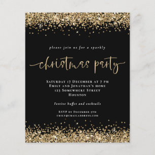 Prospectus 11,4 Cm X 14,2 Cm PAPIER Parties scintillant d'or Black Christmas