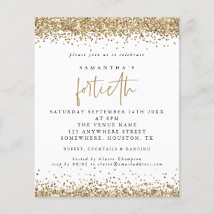 Prospectus 11,4 Cm X 14,2 Cm PAPIER Parties scintillant d'or Invitation du qu