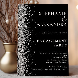 Prospectus 11,4 Cm X 14,2 Cm PAPIER   Parties scintillant en argent Noir