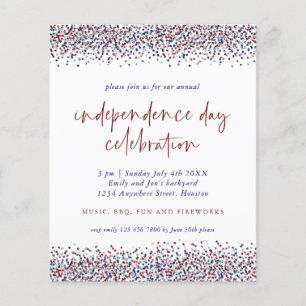 Prospectus 11,4 Cm X 14,2 Cm PAPIER Parties scintillant Rouge Bleu Juillet 4 Jo