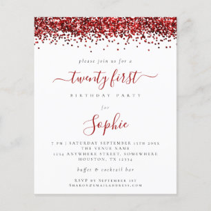 Prospectus 11,4 Cm X 14,2 Cm PAPIER   Parties scintillant Rouge Invitation du V