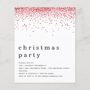 Prospectus 11,4 Cm X 14,2 Cm PAPIER Parties scintillant Rouge Noël Invitation