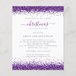 Prospectus 11,4 Cm X 14,2 Cm PAPIER Parties scintillant violet Noël Invitation 