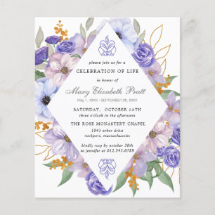 Prospectus 11,4 Cm X 14,2 Cm PAPIER Purple Floral Invitation