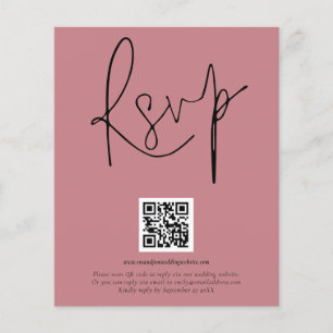 Prospectus 11,4 Cm X 14,2 Cm PAPIER QR Code Script Mariage Dusty Rose RSVP