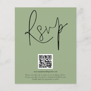 Prospectus 11,4 Cm X 14,2 Cm PAPIER   QR Code Script Mariage Sage RSVP