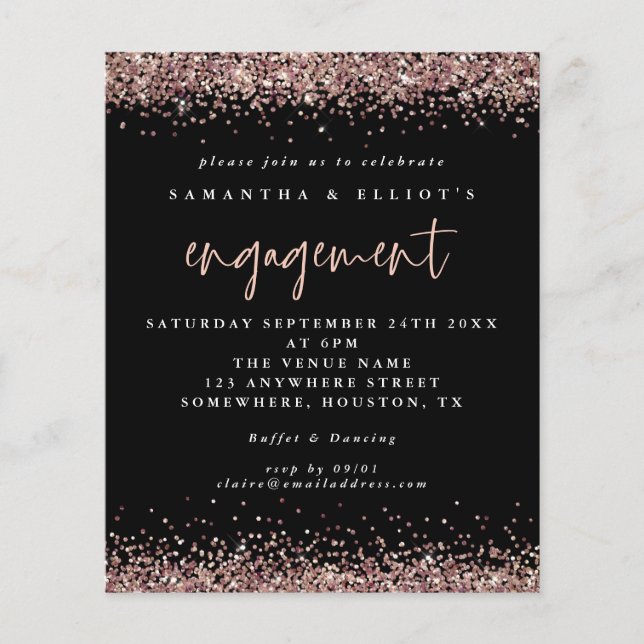 Prospectus 11,4 Cm X 14,2 Cm PAPIER | Rose Parties scintillant or Fiançailles n (Devant)