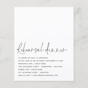 Prospectus 11,4 Cm X 14,2 Cm PAPIER Script Black White Rehearsal Invitation