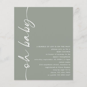 Prospectus 11,4 Cm X 14,2 Cm PAPIER Script fille ou garçon Sage Oh Baby shower