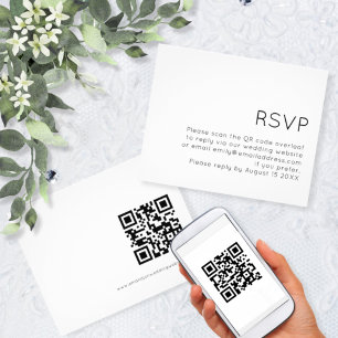 Prospectus 11,4 Cm X 14,2 Cm PAPIER Simple QR Code noir blanc mariage RSVP