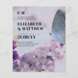 Prospectus 11,4 Cm X 14,2 Cm Papillon Lilac du Mariage à budget le plus bas