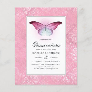 Prospectus 11,4 Cm X 14,2 Cm Papillon Rose Lumineux pour Quinceañera