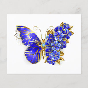 Prospectus 11,4 Cm X 14,2 Cm Papillon saphir à fleurs