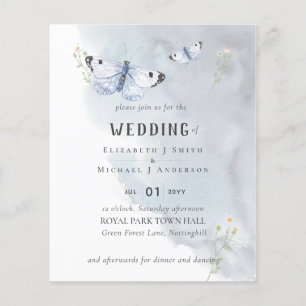 Prospectus 11,4 Cm X 14,2 Cm Papillons BUDGET Mariage bleu Dusty