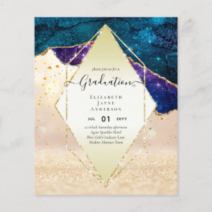 Prospectus 11,4 Cm X 14,2 Cm Parties scintillant d'agaite DIPLÔME Invitations G