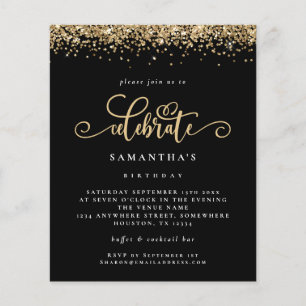 Prospectus 11,4 Cm X 14,2 Cm PARTIES SCINTILLANT d'or PAPER Fête d'anniversaire