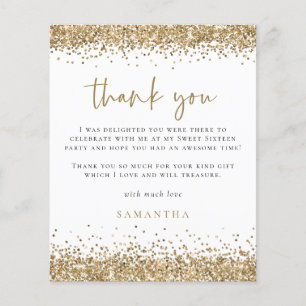 Prospectus 11,4 Cm X 14,2 Cm PARTIES SCINTILLANT d'or PAPER Sweet sixteen Merci
