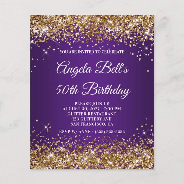 Prospectus 11,4 Cm X 14,2 Cm Parties scintillant d'or Royal Purple 50e annivers (Devant)