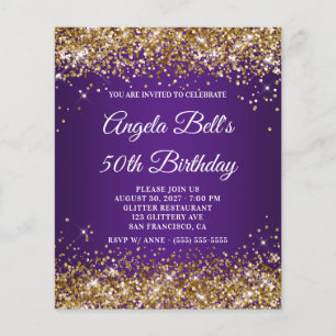 Prospectus 11,4 Cm X 14,2 Cm Parties scintillant d'or Royal Purple 50e annivers