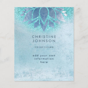 Prospectus 11,4 Cm X 14,2 Cm parties scintillant en faux turquoise bleu esthéti