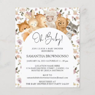 Prospectus 11,4 Cm X 14,2 Cm Pastel Forest Animals Oh Baby Shower Budget