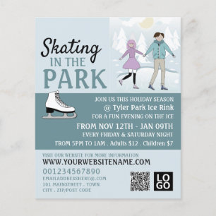 Prospectus 11,4 Cm X 14,2 Cm Patinage dans le parc, patinoire patinoire Publici