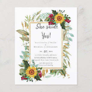 Prospectus 11,4 Cm X 14,2 Cm Pays Tournesols Rustiques Bourgogne Mariage Rose