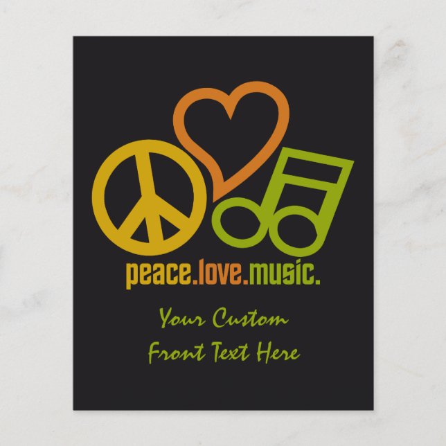 Prospectus 11,4 Cm X 14,2 Cm Peace Love Music Flyers personnalisés (Devant)