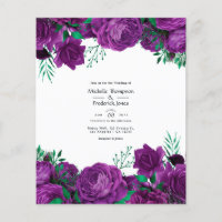 Peau violette et verte Mariage floral Inviter