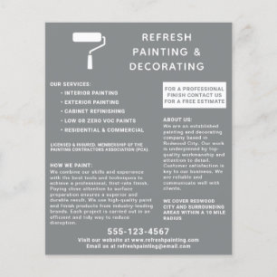 Prospectus 11,4 Cm X 14,2 Cm Peintre Et Décorateur Peinture Roller Gris