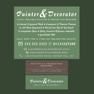 Prospectus 11,4 Cm X 14,2 Cm Peintre et décorateur vert et Brown moderne