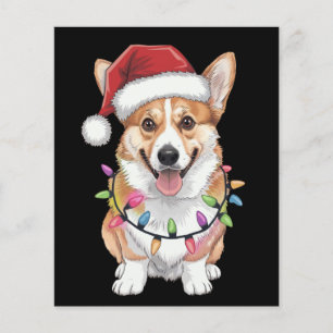 Prospectus 11,4 Cm X 14,2 Cm Pembroke Welsh Corgi Père Noël Lumières de l'arbre