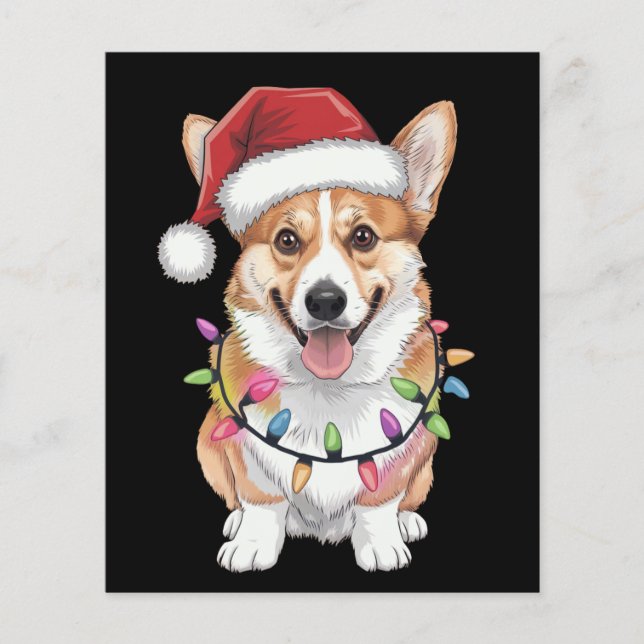 Prospectus 11,4 Cm X 14,2 Cm Pembroke Welsh Corgi Père Noël Lumières de l'arbre (Devant)