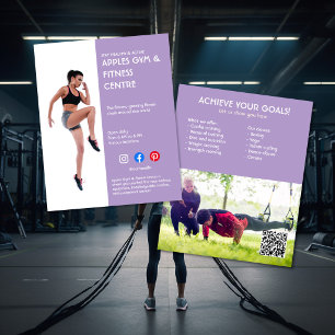 Prospectus 11,4 Cm X 14,2 Cm Photo de barre latérale violette gym entraîneur pe