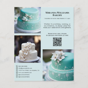 Prospectus 11,4 Cm X 14,2 Cm Photo de gâteau de boulangerie Réseaux sociaux QR