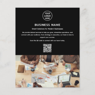 Prospectus 11,4 Cm X 14,2 Cm Photo de logo moderne QR Professional Black Busine
