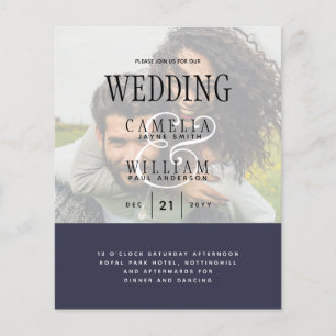 Prospectus 11,4 Cm X 14,2 Cm PHOTO FAIRE-PART DE MARIAGE superposition Texte bu
