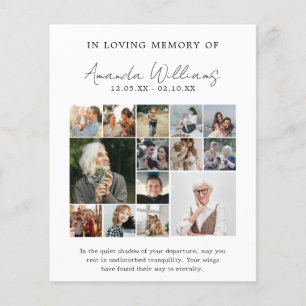 Prospectus 11,4 Cm X 14,2 Cm Photo Funérailles commémoratives - 15 Photo Collag
