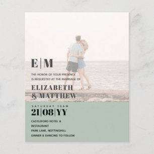 Prospectus 11,4 Cm X 14,2 Cm PHOTO GRAVE classique OVERLAY Mariage Invitation B