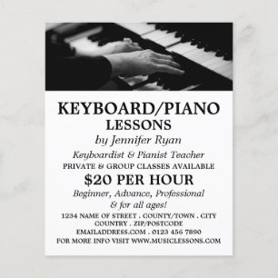 Prospectus 11,4 Cm X 14,2 Cm Piano Player, Clavier, Cours de piano