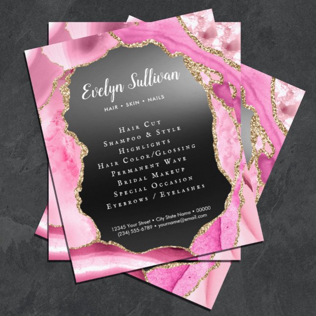 Prospectus 11,4 Cm X 14,2 Cm Pink Agate Black Foil Flyer (Créateur téléchargé)