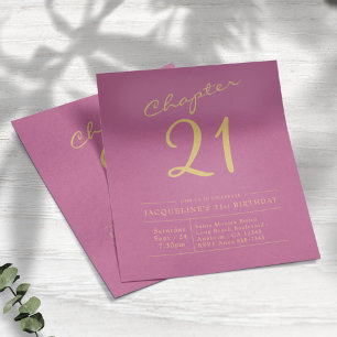 Prospectus 11,4 Cm X 14,2 Cm Pink Gold Budget 21ème anniversaire Invitation