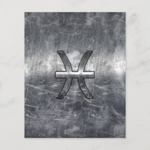 Prospectus 11,4 Cm X 14,2 Cm Pisces Zodiac Sign in grunge steel style print