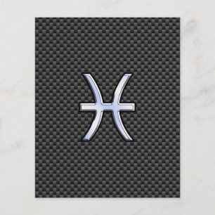 Prospectus 11,4 Cm X 14,2 Cm Pisces Zodiac Sign on Carbon Fiber Print