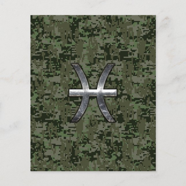 Prospectus 11,4 Cm X 14,2 Cm Pisces Zodiac Sign on Woodland Camouflage numériqu (Devant)