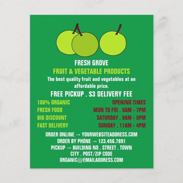Prospectus 11,4 Cm X 14,2 Cm Pommes vertes, Greengrocers Publicité (Devant)