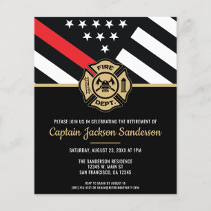 Prospectus 11,4 Cm X 14,2 Cm Pompier Retraite Service d'incendie Invitation