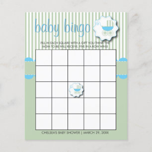 Prospectus 11,4 Cm X 14,2 Cm Poussette Bébé Bleu & Vert Menthe Douche - Bingo