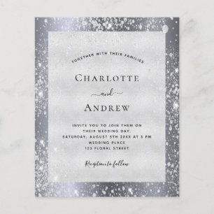 Prospectus 11,4 Cm X 14,2 Cm Poussière de paillettes argentées mariage élégant 