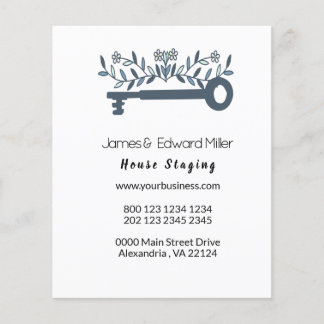 Prospectus 11,4 Cm X 14,2 Cm Pretty Blue Country Floral Propriété Home Key